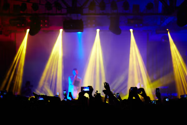 Event lighting setup for a professional conference.